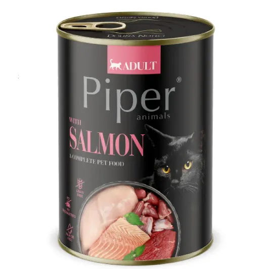 Piper Cat - Консервирана храна за котки със сьомга, 400 гр.