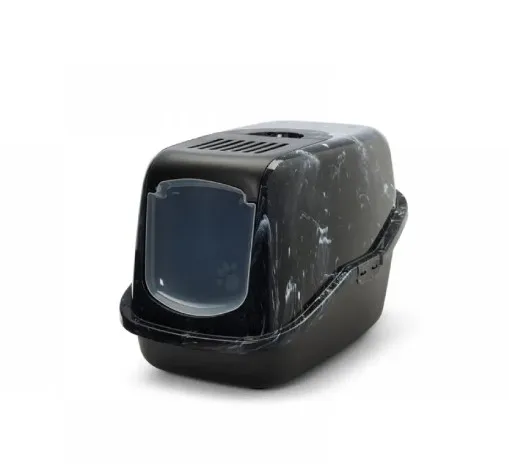 Savic Nestor Marble - Закрита котешка тоалетна черен мрамор/черно с филтър против миризми, 56х39х38.5 см. 1