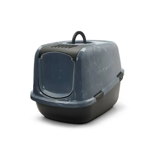 Savic Nestor Jumbo Marble - Закрита котешка тоалетна с филтър против миризми, черен мрамор/черно, 66.5х48.5х46.5 см. 1