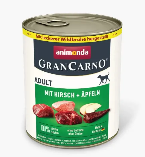 Animonda Gran Carno Plus - Пълноценна храна за кучета с еленско месо и ябълки, 800гр./ 2 броя