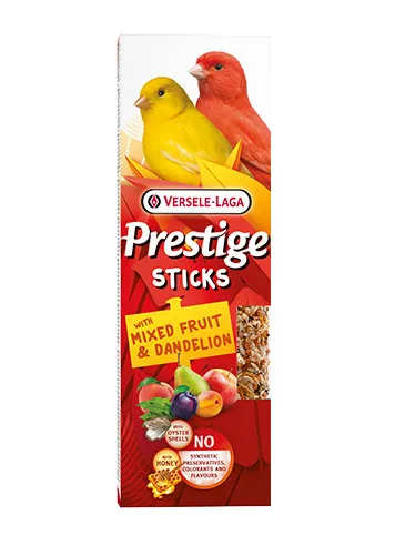 Versele Laa - Prestige Sticks Canaries with Mixed Fruit & Dandelion - Стикове с разнообразие от семена за канарчета – със микс от плодове и глухарче, 2х30гр. 1