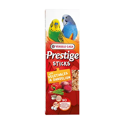 Verele-Laga Prestige Sticks Budgies with Vegetables & Dandelion – Лакомство за вълнисти папагали – стикове със зеленчуци и глухарче, 2х30гр. 1