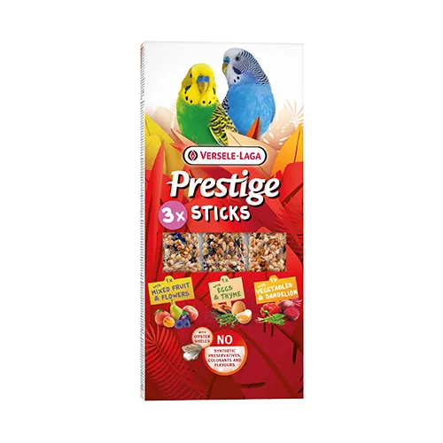 Verele-Laga Prestige Sticks Budgies Triple Variety Pack – лакомство за вълнисти папагали – с микс от зеленчуци и глухарче, 3 стика с различни вкусове, 3х30гр. 1