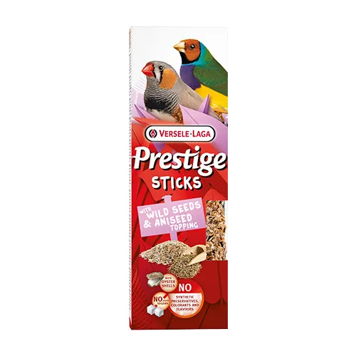 Versele- Laga - Prestige Sticks Finches -Small Passerine with Wild Seed & Aniseed – Лакомство за финки и дребни врабчови птици – стикове със диви семена и анасон,2х30гр. 1