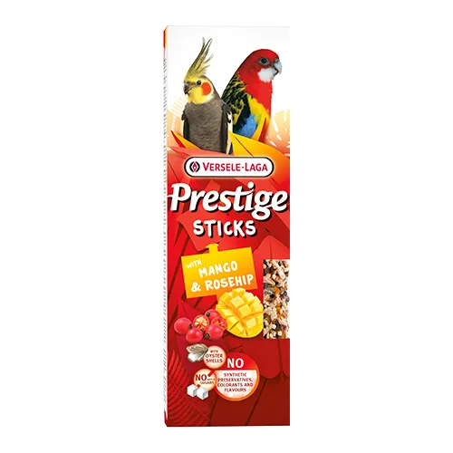 Versele-Laga Prestige Sticks Big Parakeets with Mango & Rosehip – Лакомство за средни папагали – стикове с манго и шипка, 2х70гр. 1