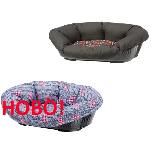 Ferplast Sofa 10 -  черно пластмасово легло за кучета 103 Х 75 Х 33 см с включен дюшек в шарен десен