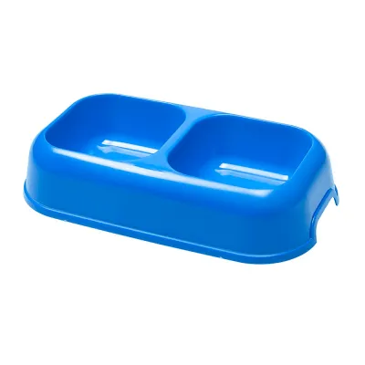 Ferplast Party 18 - синя двойна пластмасова купа за кучета за храна и вода 31,5 x 18 x 6,6 см - 600 мл + 600 мл