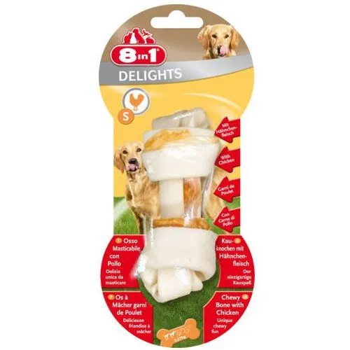 8in1 Delights Bone S - Лакомство ,кокал с чисто пилешко месо за кучета от малки породи до 10 кг.- 2 броя