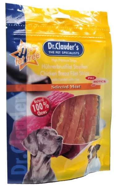 Dr.Clauder's Filet Strips /pre biotik/ - филе от пилешко месо за кучета, 2 броя х 80 гр.