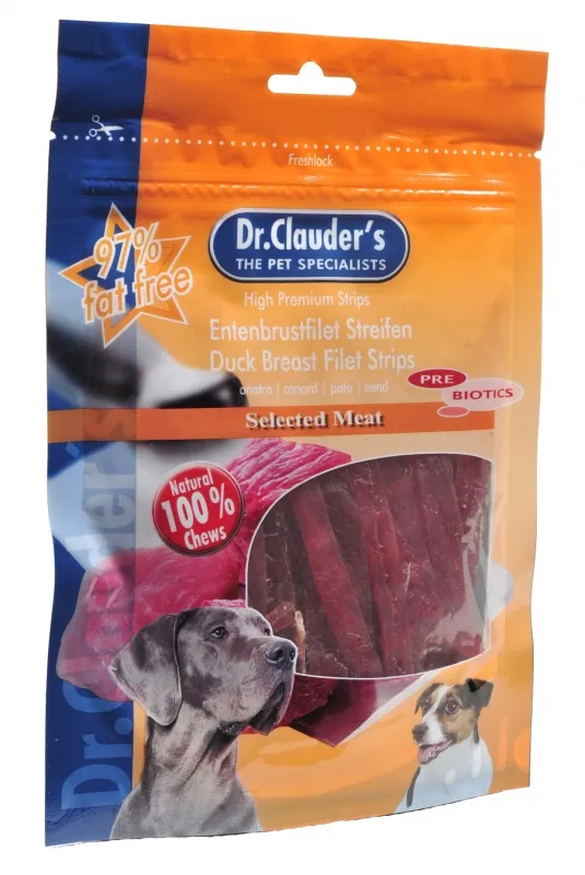 Dr.Clauder's Filet Strips /pre biotik/ - филе от патешки гърди за кучета, 2 броя х 80 гр.