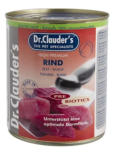 Dr.Clauder's Selected Meat Rind/Pre Biotics/ - консервирана храна за кучета с говеждо месо, 2 броя х 800 гр.