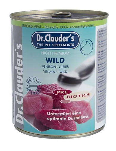 Dr.Clauder's Selected Meat Wild /Pre Biotics/ - консервирана храна за кучета с месо от дивеч, 2 броя х 800 гр.
