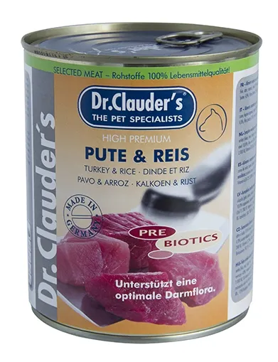 Dr.Clauder's Selected Meat Pute Reis/Pre Biotics/ - консервирана храна за кучета с пушко и ориз- 2 броя х 800 гр.