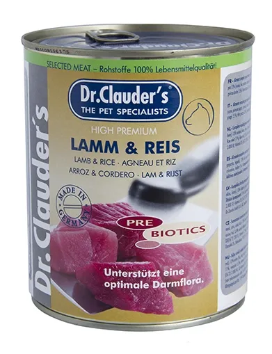 Dr.Clauder's Selected Meat Lamm Reis/Pre Biotics/ - консервирана храна за кучета с агнешко и ориз, 2 броя х 800 гр.