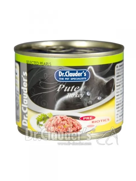 Dr.Clauder's Selected Pearls Pute/Pre Biotics/- консервирана храна за котки с пуешко месо, 3 броя х 200 гр.