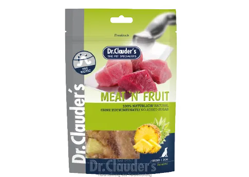Dr.Clauder's Meat  Fruit Snack/pre biotik/ -меки кубчета от пилешко месо и ананас за кучета, 2 броя х 80 гр.
