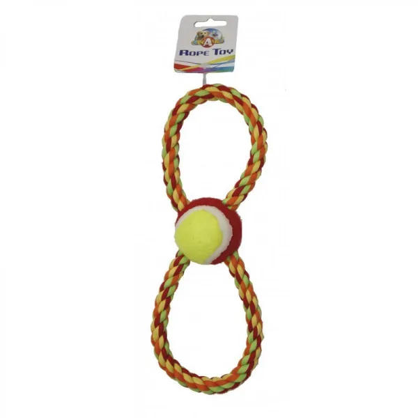 Croci Rope Toy - Играчка осморка въже с тенис топка 28см.