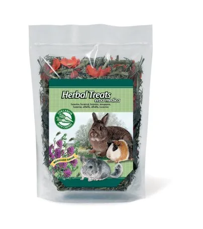 Padovan HERBAL TREATS ERBA MEDICA Растителни лакомства, храна за зайци и гризачи – Сено с люцерна и моркови 270 гр