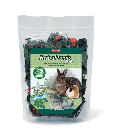 Padovan Herbal treats menta - деликатесно сено храна за зайци и гризачи /мента и моркови/ 220 гр.