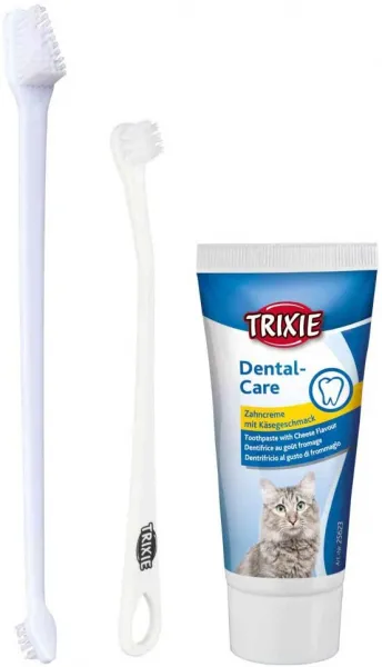 Trixie Dental Hygiene Set - Комплект дентална хигиена за котки , паста и четки за зъби 1