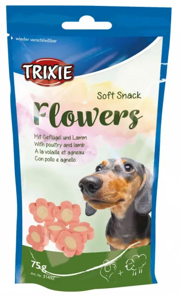 Trixie Flowers -Лакомство за кучета - меки хапки с агнешко и пилешко, 3 броя х 75 гр.