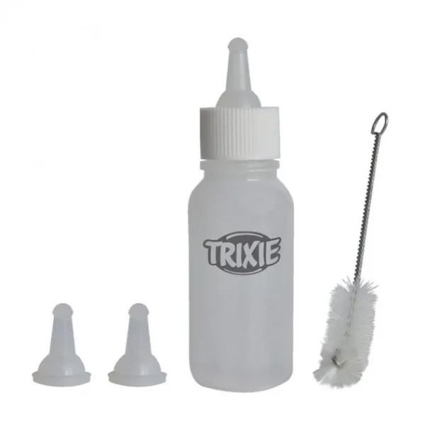 Trixie Suckling Bottle Set - бутилка с три биберона и четка за почистване 57 мл