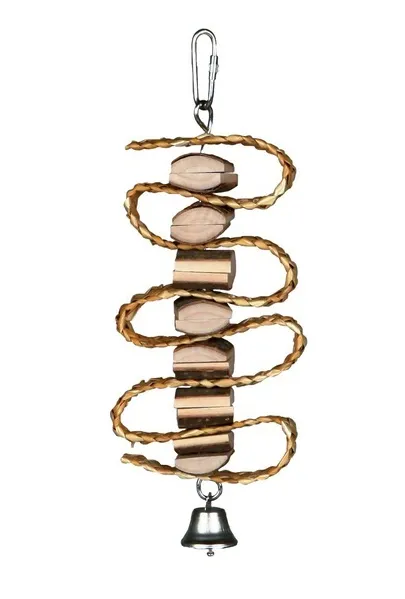 Trixie Wooden Ring with rope - Въже с дървени висулки за папагали 21 см