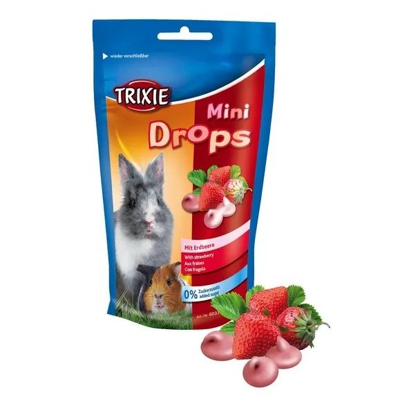 Trixie Mini Drobs strawberry - Витамини за гризачи , мини дробс с ягода - 75гр 