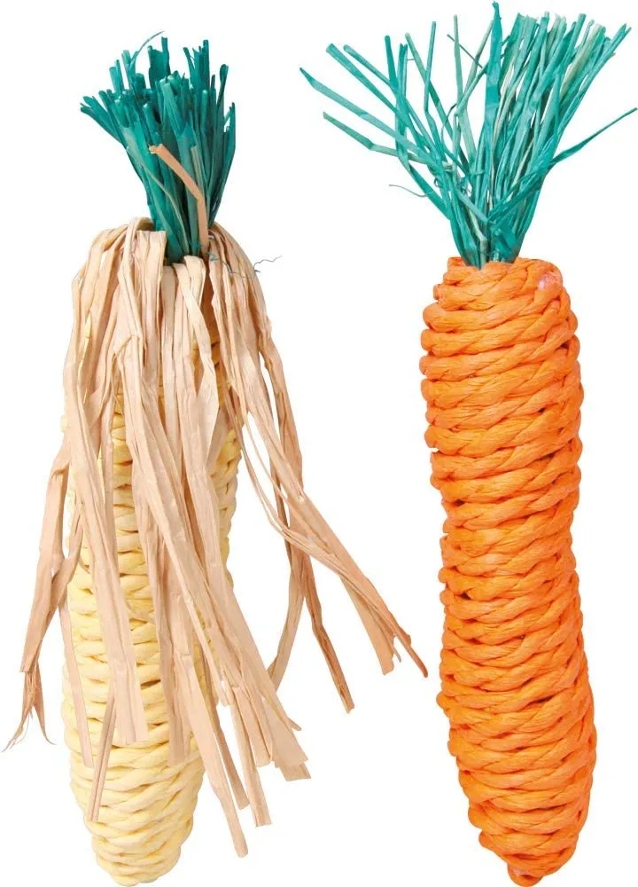 Trixie Set of Straw Toys corn on the cob and carrot - Комплект играчка моркови за гризачи 15 см