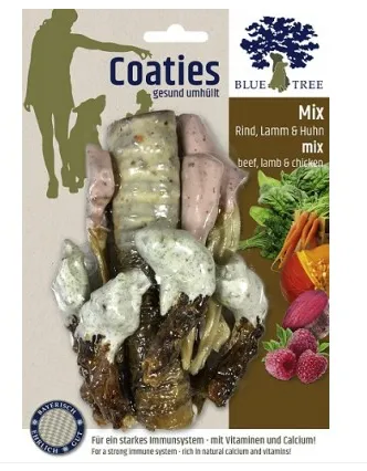 JR Farm Coaties Mix-Blue Tree - Holi Bones - Неустоим кожен кокал за кучета-микс от говеждо, агнешко и пилешко месо 100 гр.