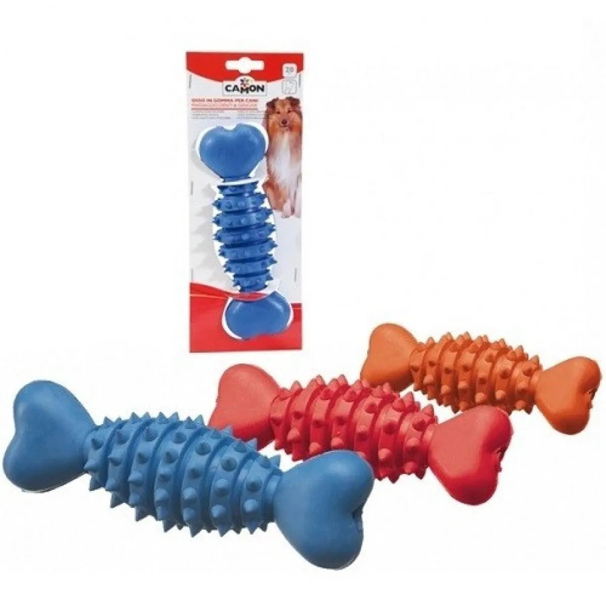 Camon Rubber bone with spikes- гумена играчка за кучета - кокал 16 см 1