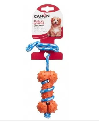 Camon - Играчка за куче - гумен кокал с въже - 35 см.
