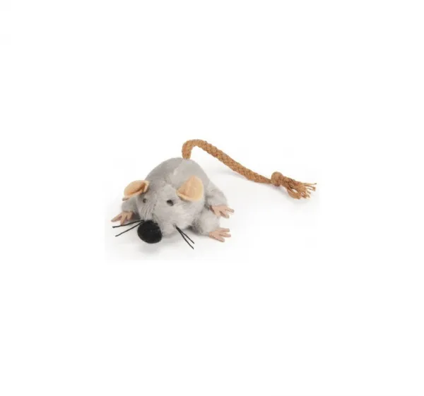 Camon Plush mouse with rope tail - котешка плюшена мишка с въжена опашка 7 см.