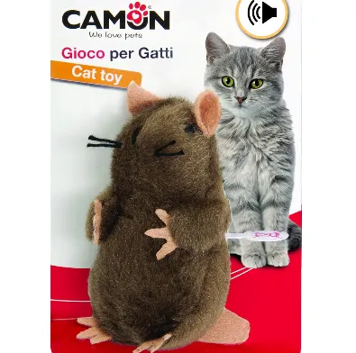 Camon Plush mole with microchip-Котешка играчка - плюшена мишка с микрочип 8см