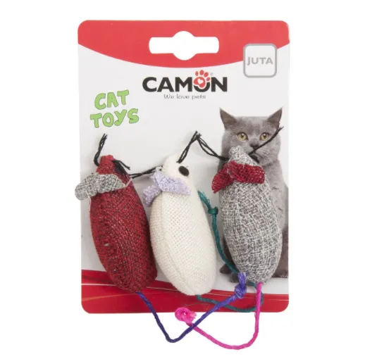 Camon Sisal mouse -  Котешка играчка - цветни мишлета 3 броя 1