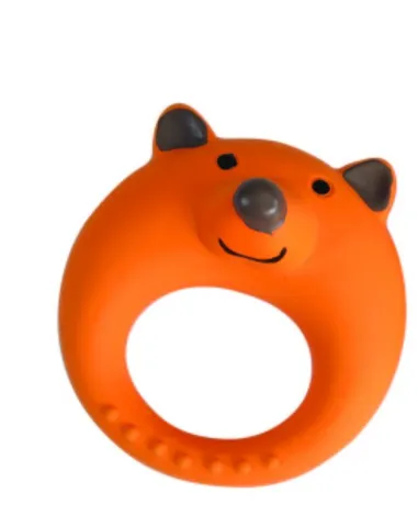 Camon Latex toy with squeaker - Fox and Pig ring - Кучешка латексова играчка , прасенце и лисица във формата на пръстен 11 см 1