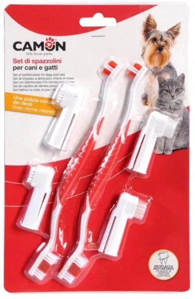 Camon Set of toothbrushes - Четки за зъби комплект за кучета и котки 