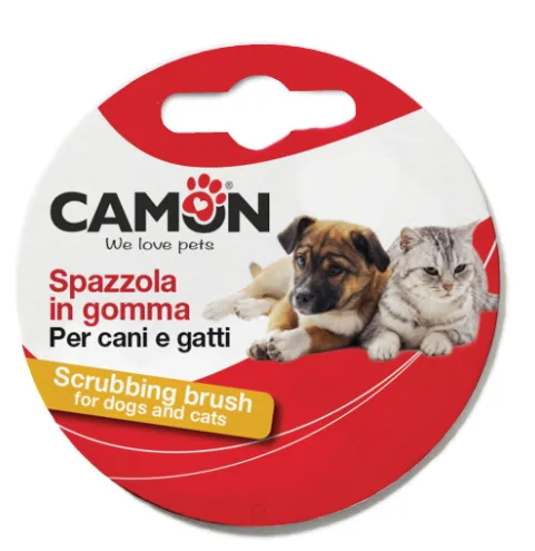Camon Scrubbing rubber brush - Каучукова четка за кучета и котки 13х9 см. 2