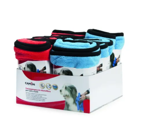 Camon Microfiber towel for dogs and cats - микорфибърна кърпа за кучета и котки 120/60см, цвят син и червен 1бр. 1