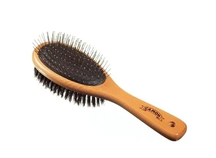 Camon Double wooden brush M - двустранна четка с метални зъбци за домашни любимци 22 см