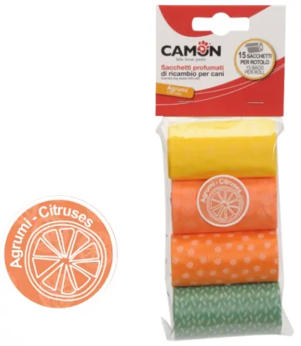 Camon - CITRUS - Xигиенични найлонови торбички с аромат на цитрус - 4 бр. ролки 60 торбички