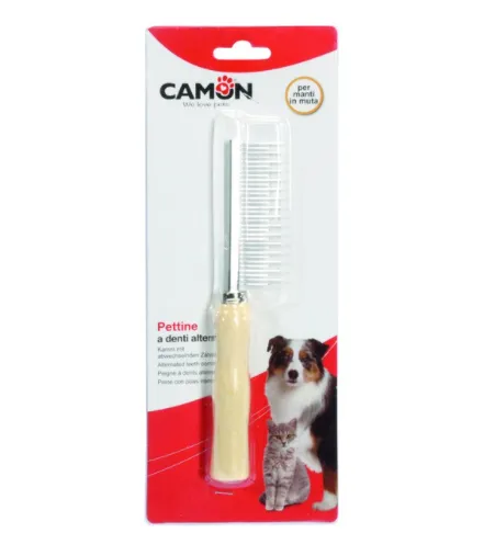 Camon Alternated teeth comb - for moulting coats - Двоен гребен за кучета и котки - 17.5 см 1