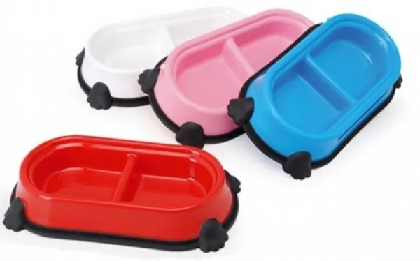 Camon Ciotola in plastica - двойна пластмасова купа за кучета и котки - 30/16,5см / бяла, розова, синя, червена