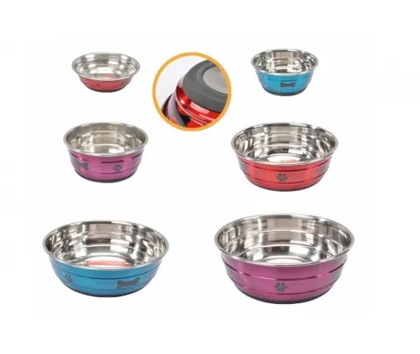 Camon New Selecta - метална купичка за храна и вода за кучета  - червена, синя, лилава 950 мл 1