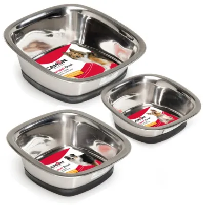 Camon Stainless steel bowl Durapet Quadra - метална купичка за вода и храна за кучета 16 / 16 см. 420 мл. 1