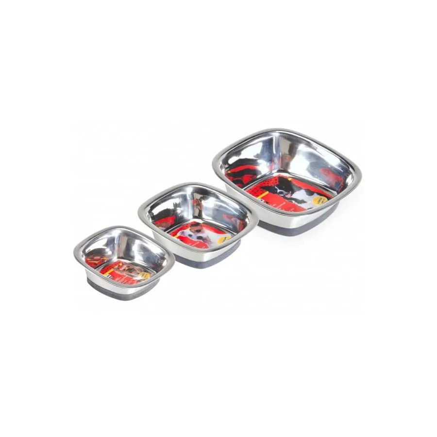 Camon Stainless steel bowl Durapet Quadra - метална купичка за вода и храна за кучета 16 / 16 см. 420 мл. 3