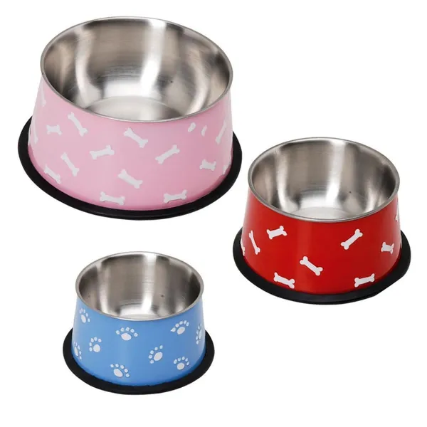 Camon Stainless steel bowl - цветна метална купа за кучета с дълги уши 500 мл,червена , синя , розова  1бр. 1