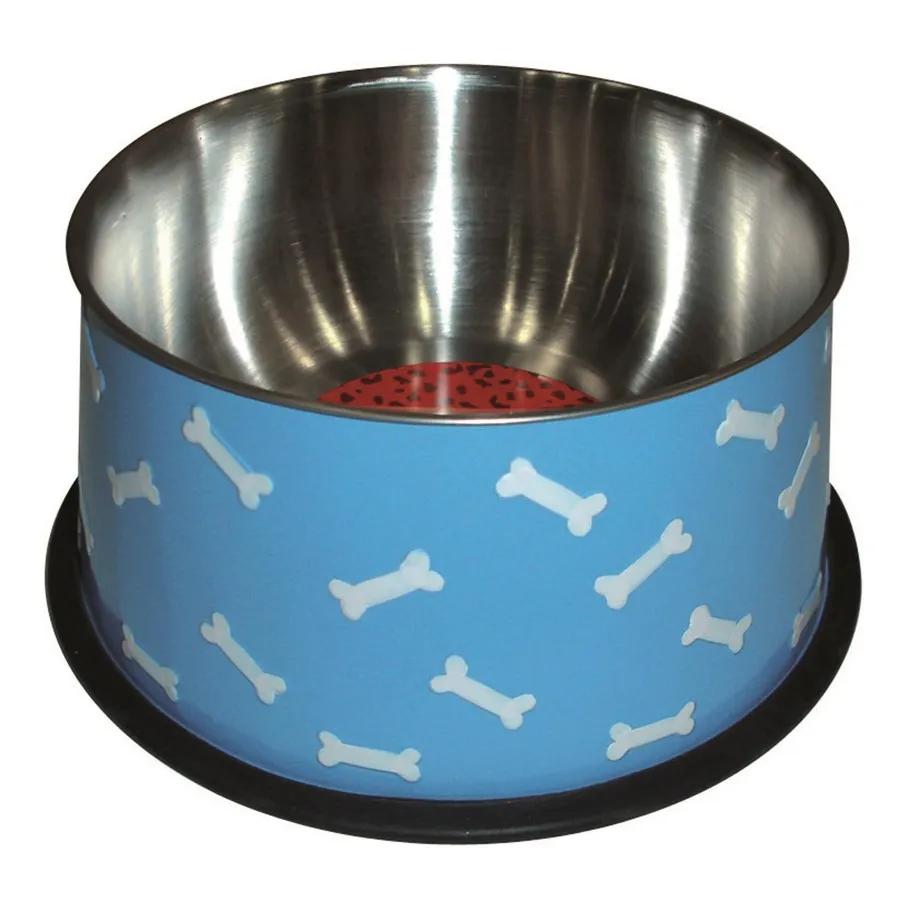 Camon Stainless steel bowl - цветна метална купа за кучета с дълги уши 500 мл,червена , синя , розова  1бр. 2