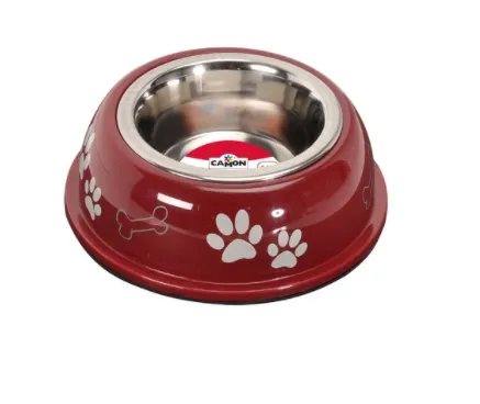 Camon Steel and colour plastic bowls - метална купичка за кучета 450 мл 13 см. син, червен, розов  2