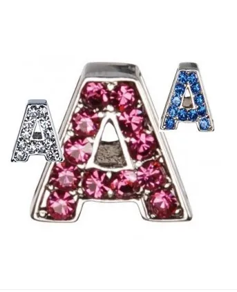 Camon - Декоративна буква А - с брилянти за поводи и нашийници - 2 см. - цвят розов